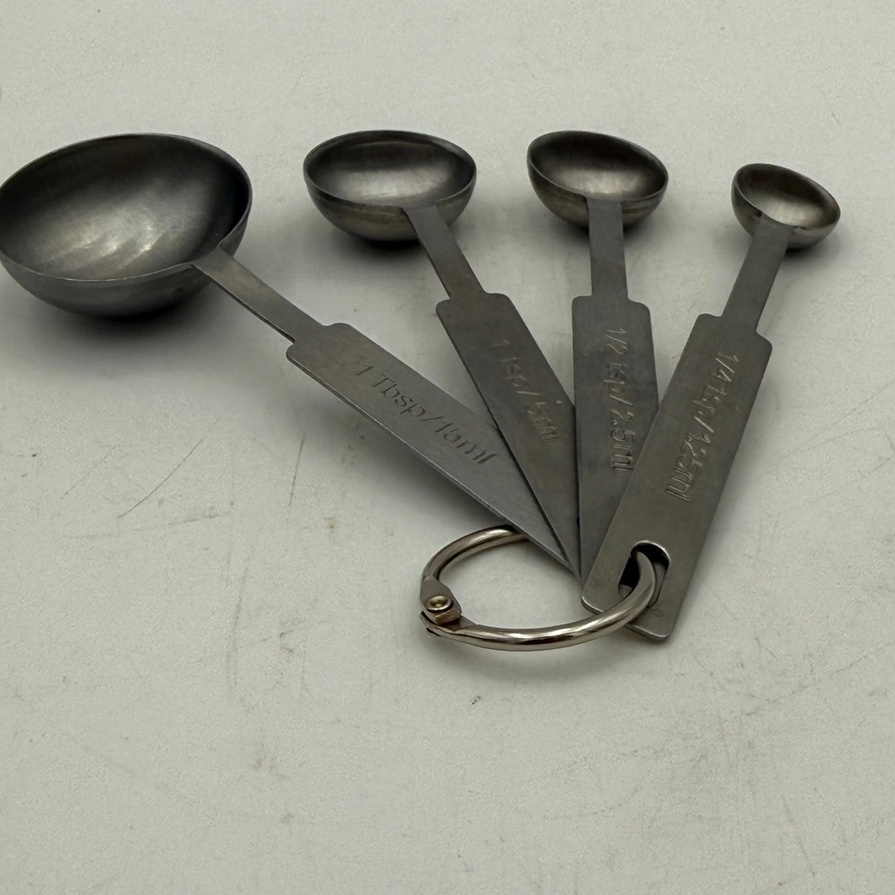 Stainless Steel Measuring Spoons Set 4 Piece Heavy Duty Metal Kitchen Tools